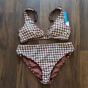 NWT Cupshe Brown and Cream Bikini (Top-L / Bottom-XL)